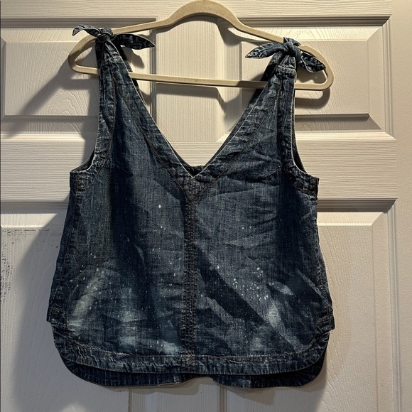 Anthropologie Pilcro Denim Tie Strap Swing Tank Top 4 Button Back Boho - Picture 2 of 9